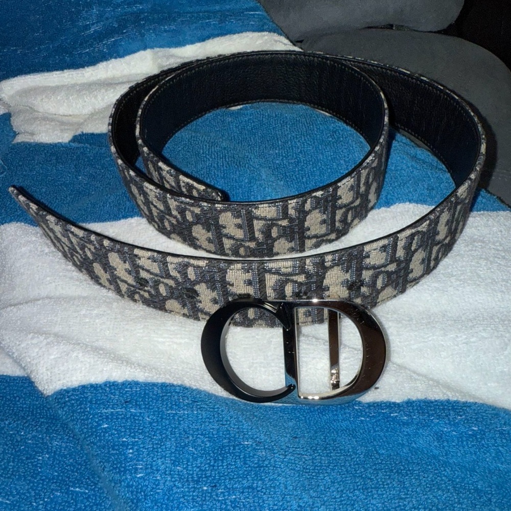 Dior Men's Monogram Black and Cream Belt